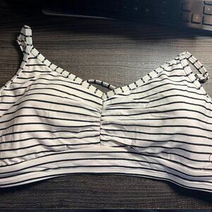 Calia Black and White Striped Bikini Top